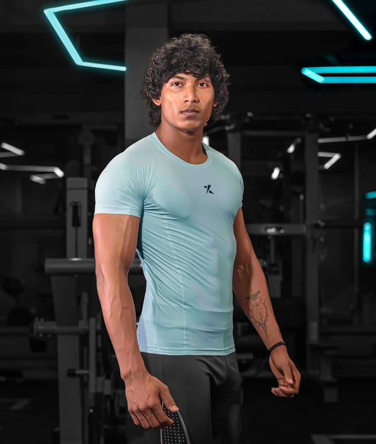 Armour Compression Tees: Ice Blue (Nylon)- Sale