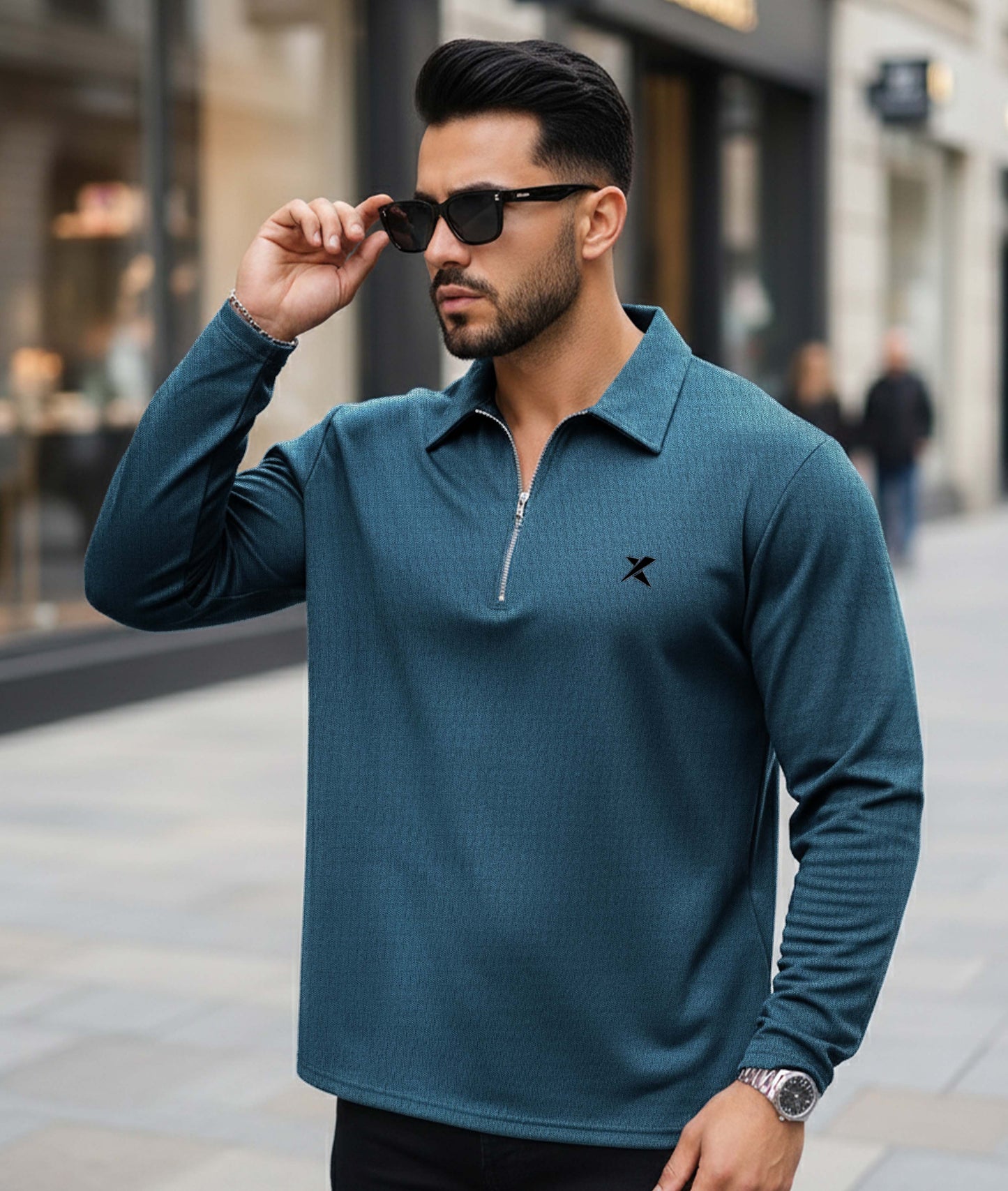 Old Money Oversized Knitted Sweater: Italy Blue