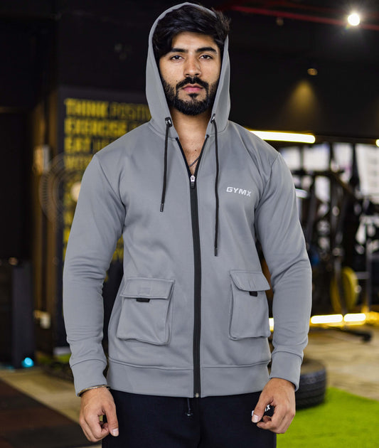 Ultimate Cargo Hoodie: Nardo Grey (4 Pockets) - GymX