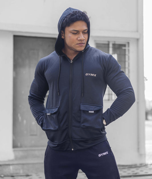 Ultimate Cargo Hoodie: Norway blue (4 Pockets) - GymX