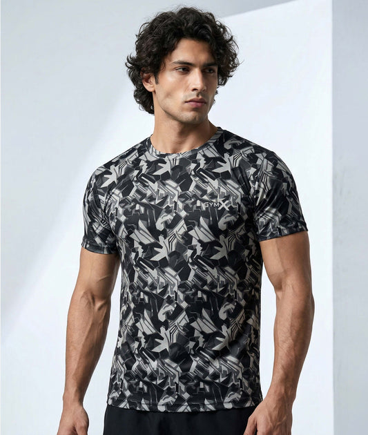 Geometric Camo Pattern Tee - Sale
