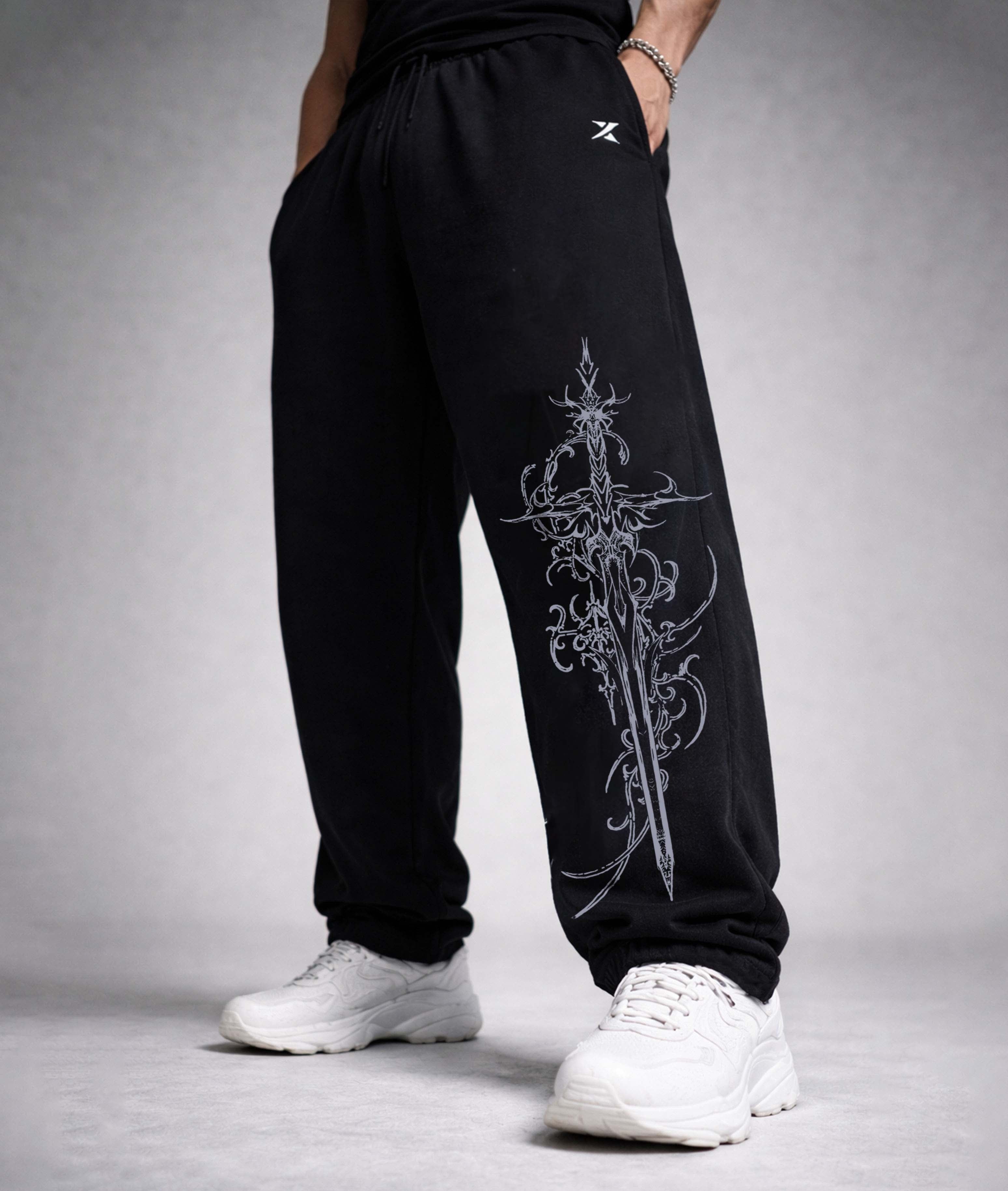HELLCORE Blade Cotton Terry Track Pants – Loose Straight Fit – GymX
