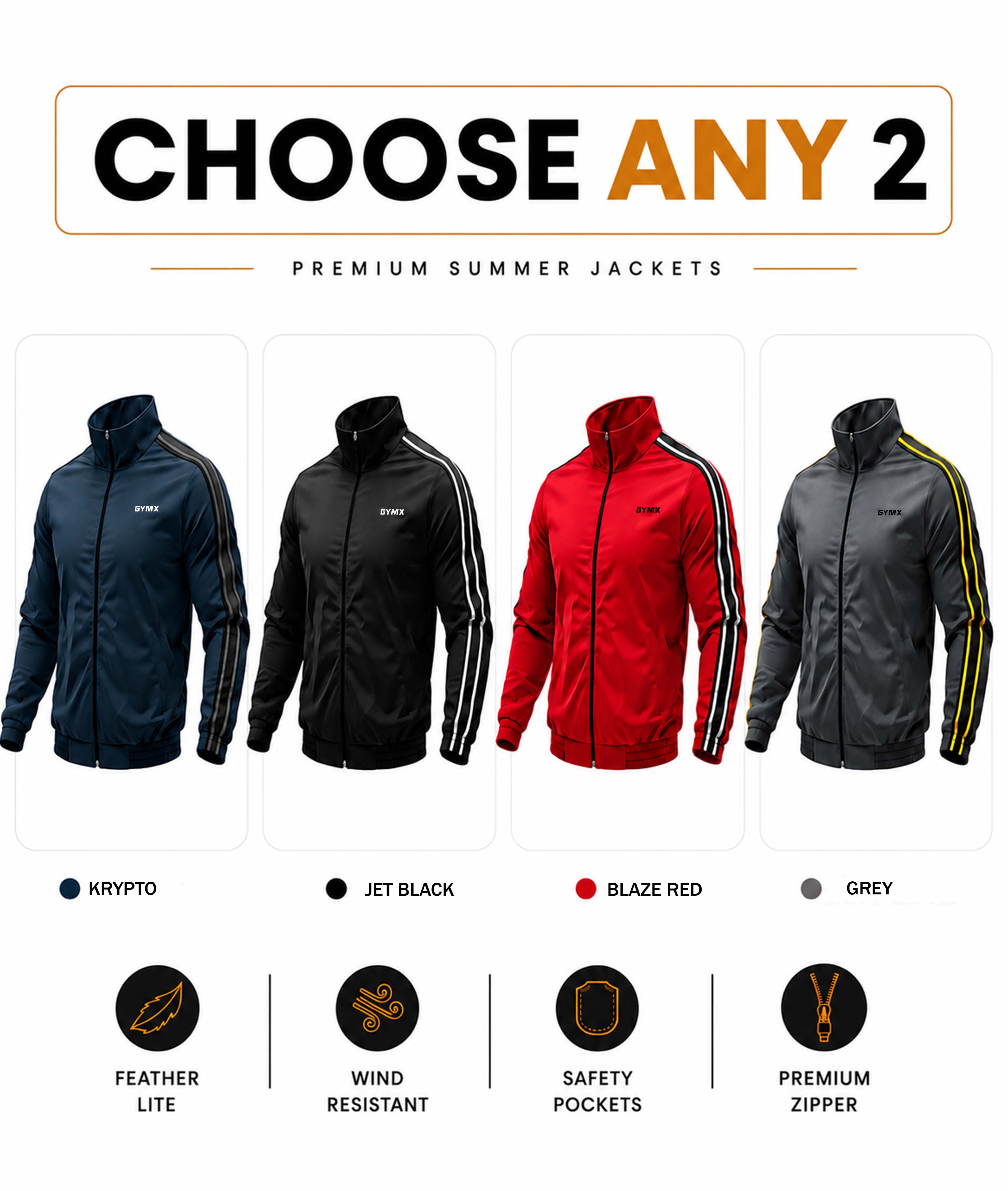 Combo Offer: Zenith Summer Jackets- Select Any 2 – GymX