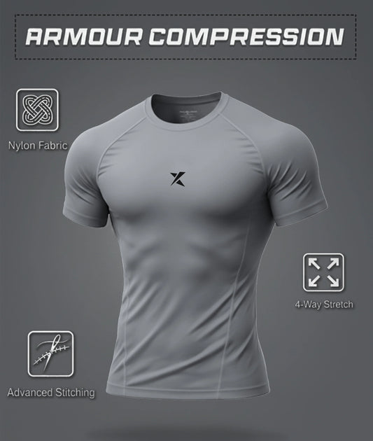 Armour Compression Tees: Gun Metal Grey (Nylon)