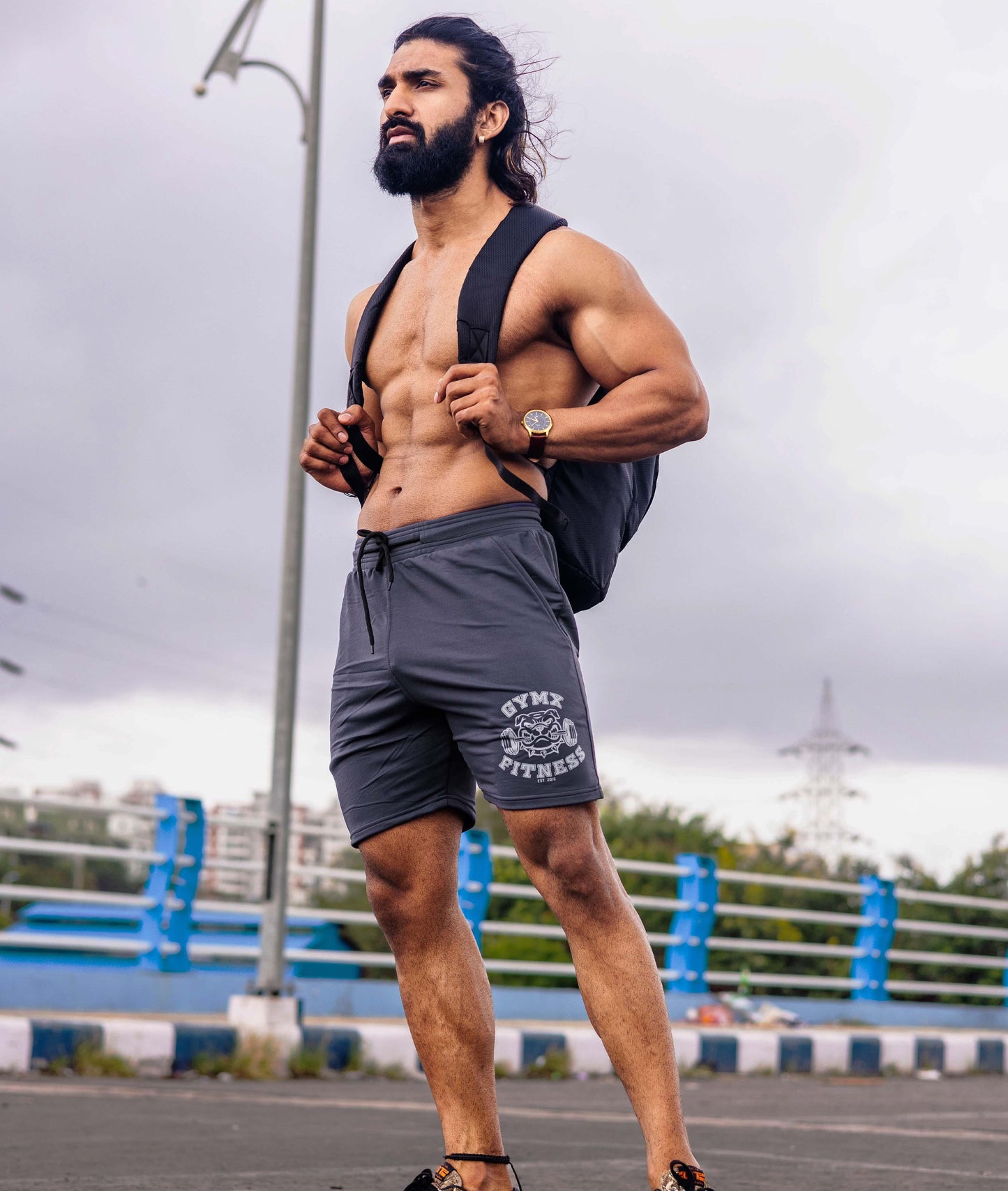 Oversized GymX Carbon Grey Shorts: GymX Fitness - GymX