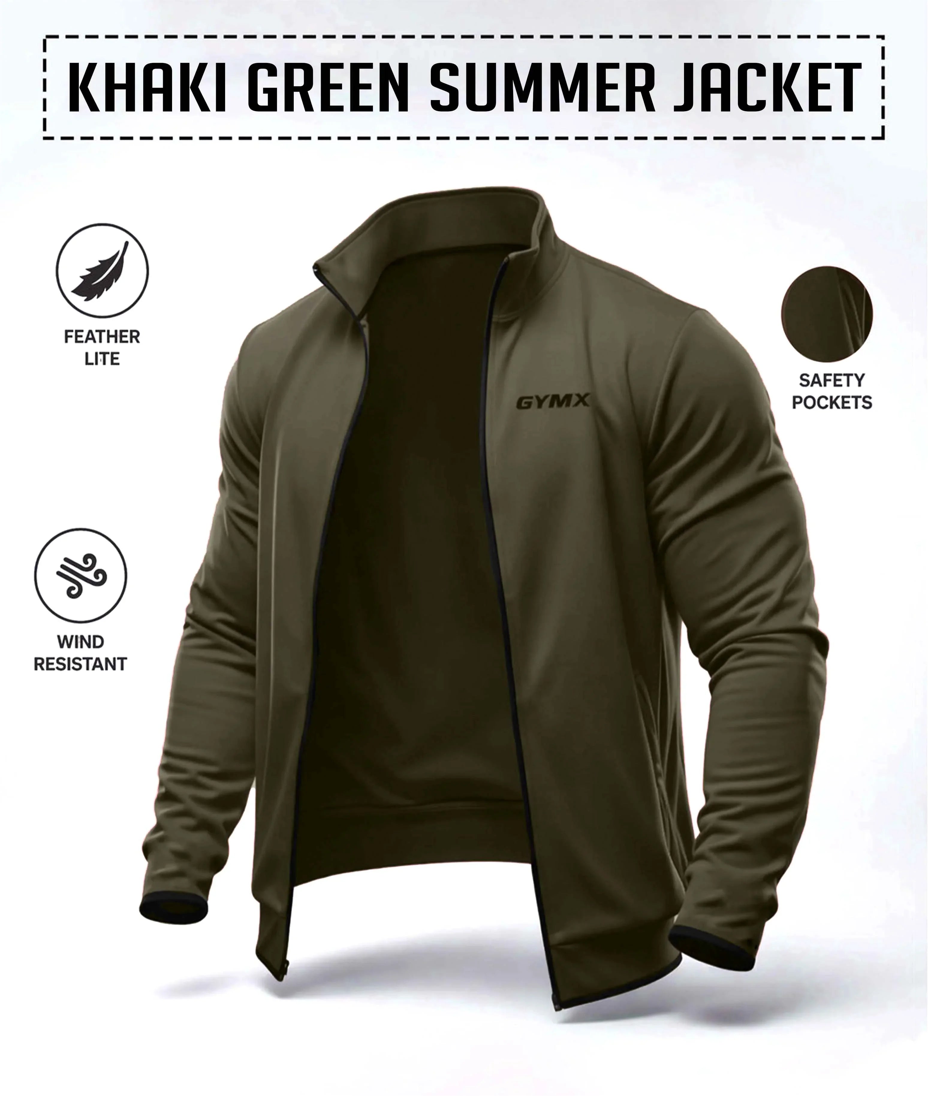 Khaki Green Summer Jacket – GymX