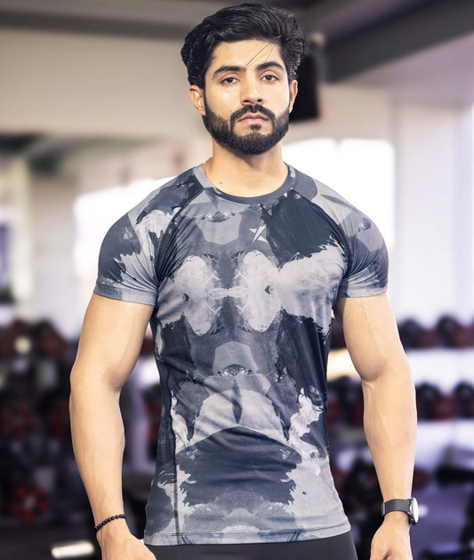 Elitex GymX Compression Tee: Moonrock Grey-Sale