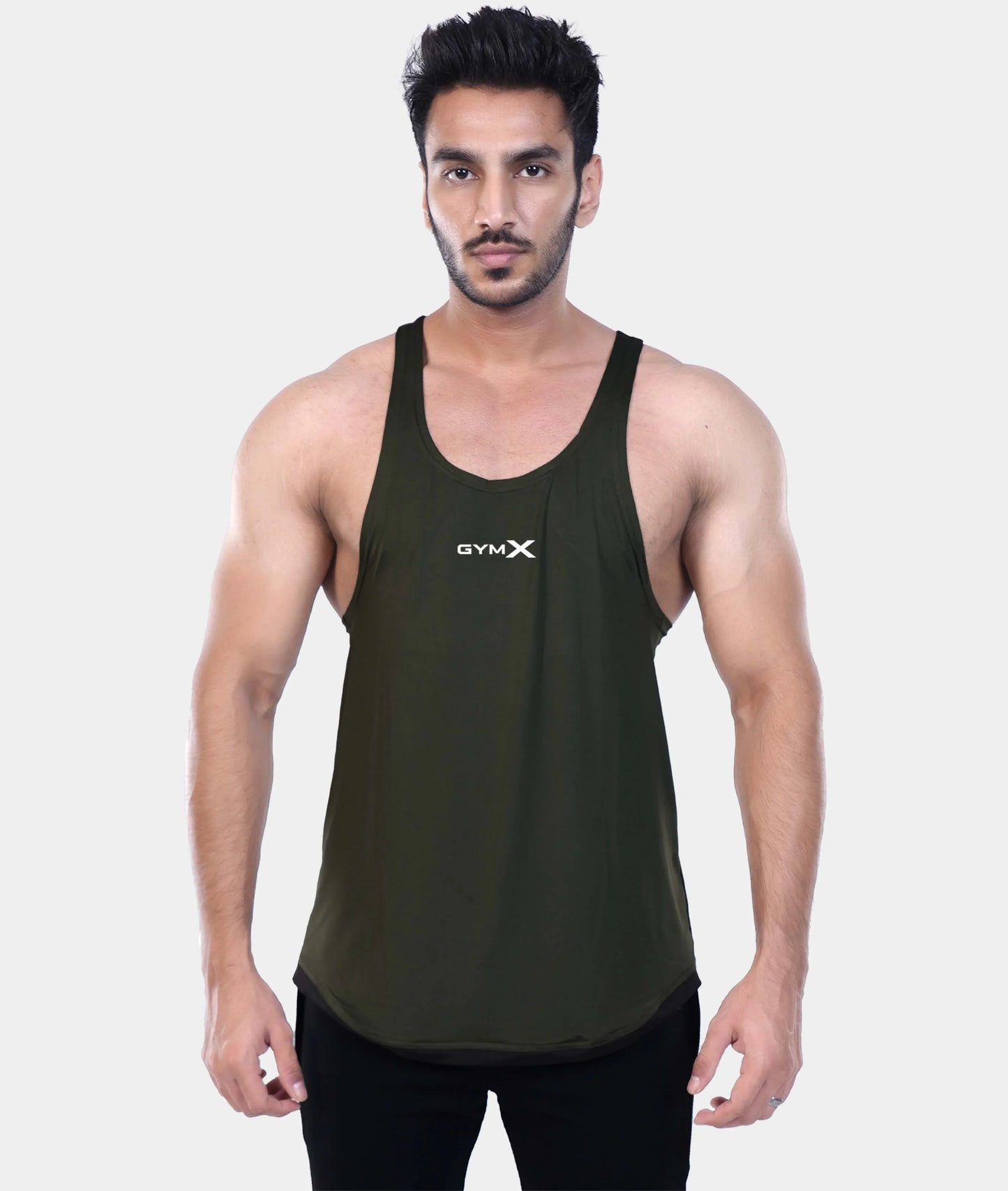 Streak GymX Stringer: Olive Green - Sale