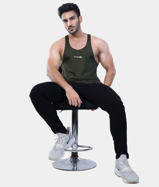 Streak GymX Stringer: Olive Green - Sale