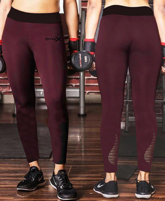 GymX Maroon Laser Cut Leggings- Sale - GymX