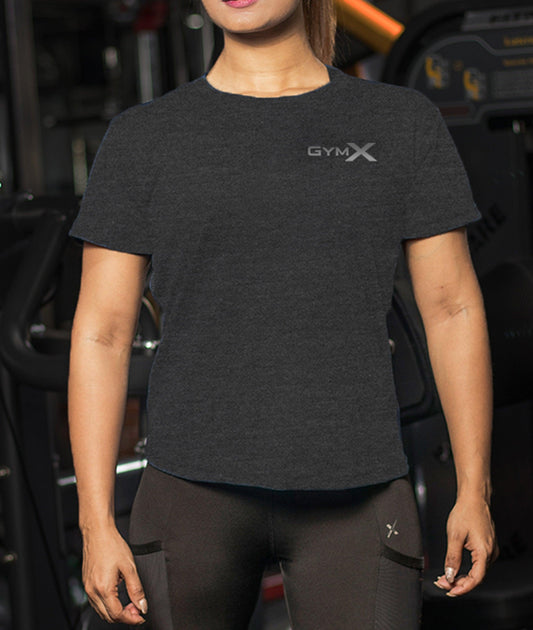 GymX Ladies Carbon Grey Essential Tee- Sale - GymX