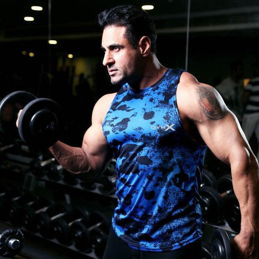 Cobalt Blue Rock Tank- Meteorite GymX Series(Dry Fit)- Sale - GymX