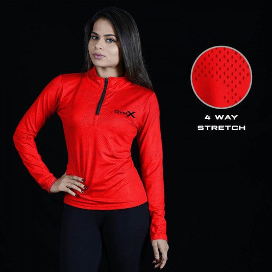 GymX Crimson Red 1/4th Zip Pullover- Athena Series- Sale - GymX