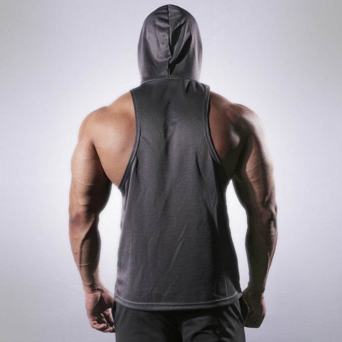 GymX Zurik Steel Grey Sleeveless Hoodie - Sale