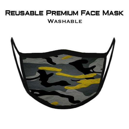 Neon Yellow Camo Premium Face Mask (Reusable) - GymX