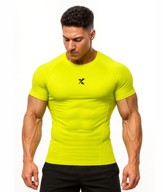 Armour Compression Tees: Neon Yellow (Nylon)- Sale