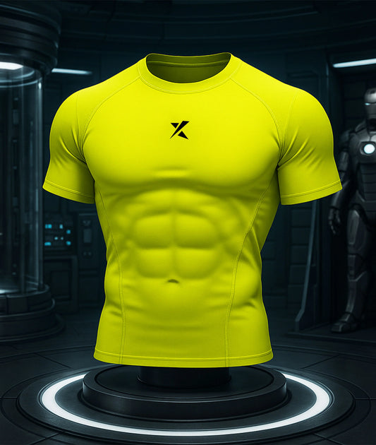 Armour Compression Tees: Neon Yellow (Nylon)- Sale