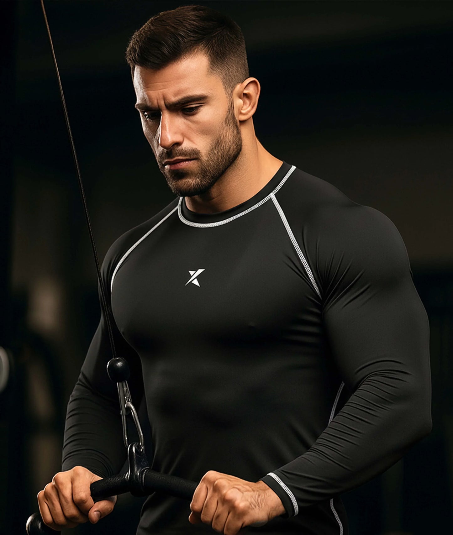 Apex Compression Full Sleeve Tee: Black (Nylon)