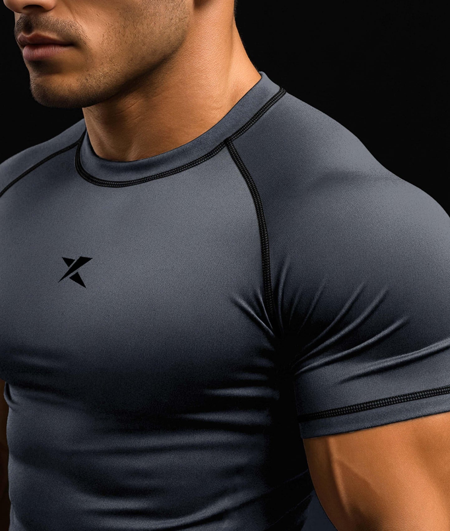 Apex Compression Half Sleeve Tee: Grey (Nylon)