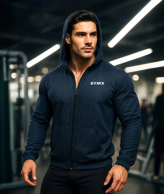 Deep Blue GymX Breeze Summer Windcheater Hoodie- Sale