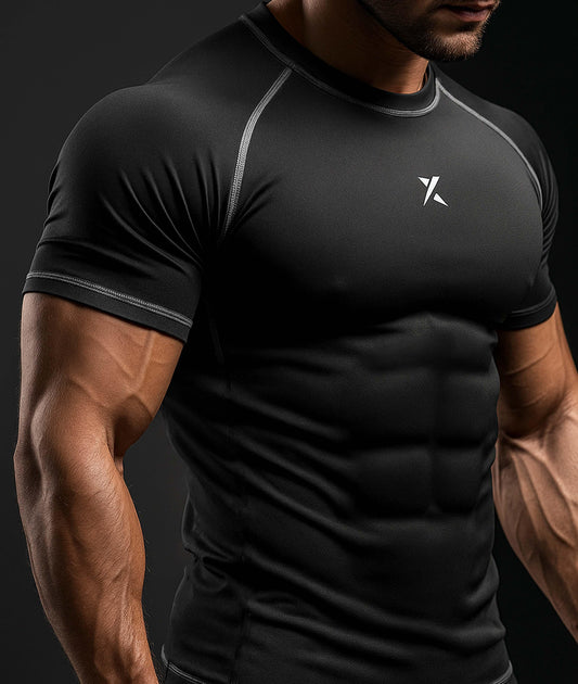 Apex Compression Half Sleeve Tee: Black (Nylon)