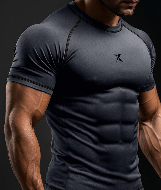 Apex Compression Half Sleeve Tee: Grey (Nylon)