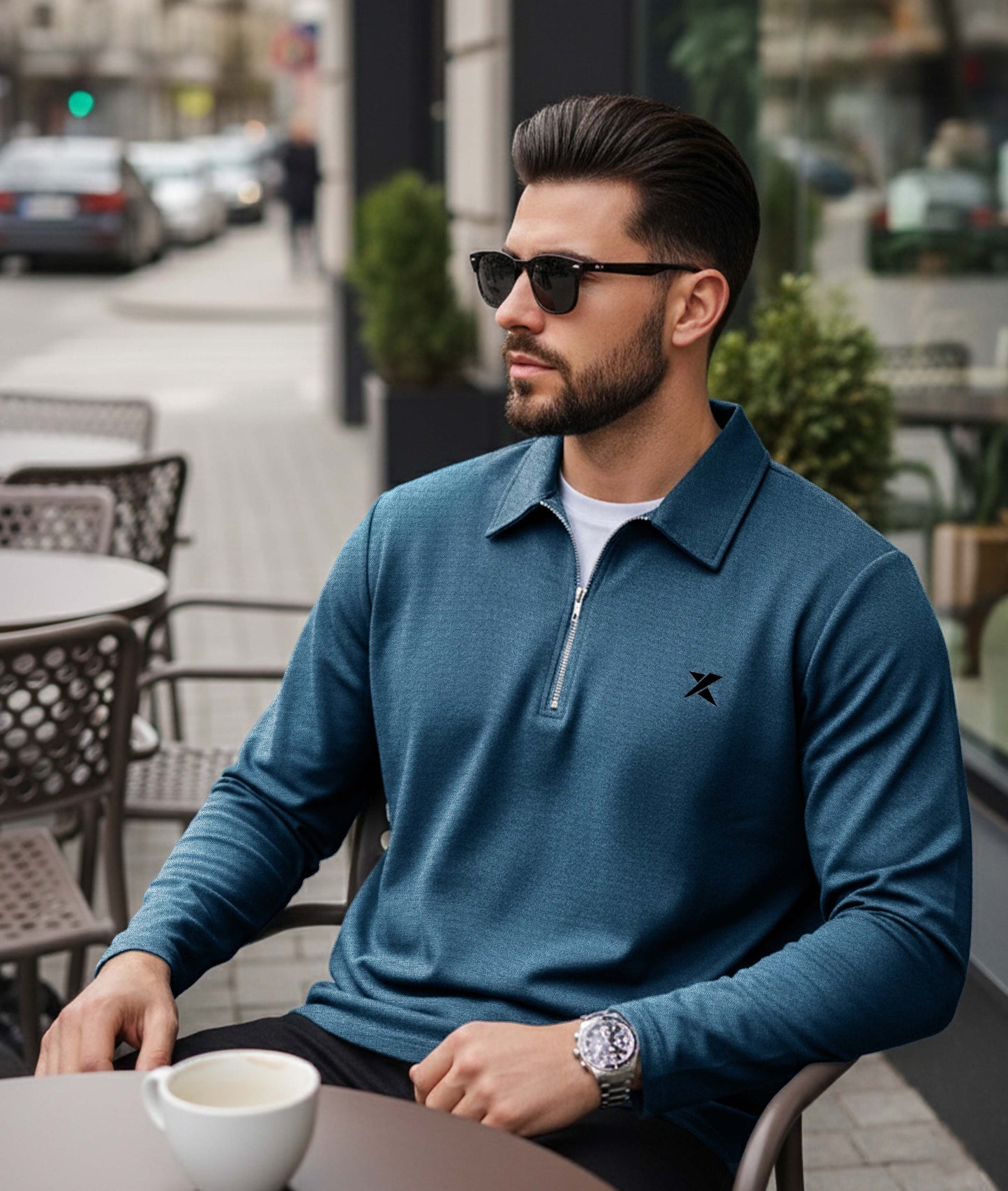 Old Money Oversized Knitted Sweater: Italy Blue