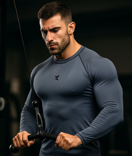Apex Compression Full Sleeve Tee: Grey (Nylon)