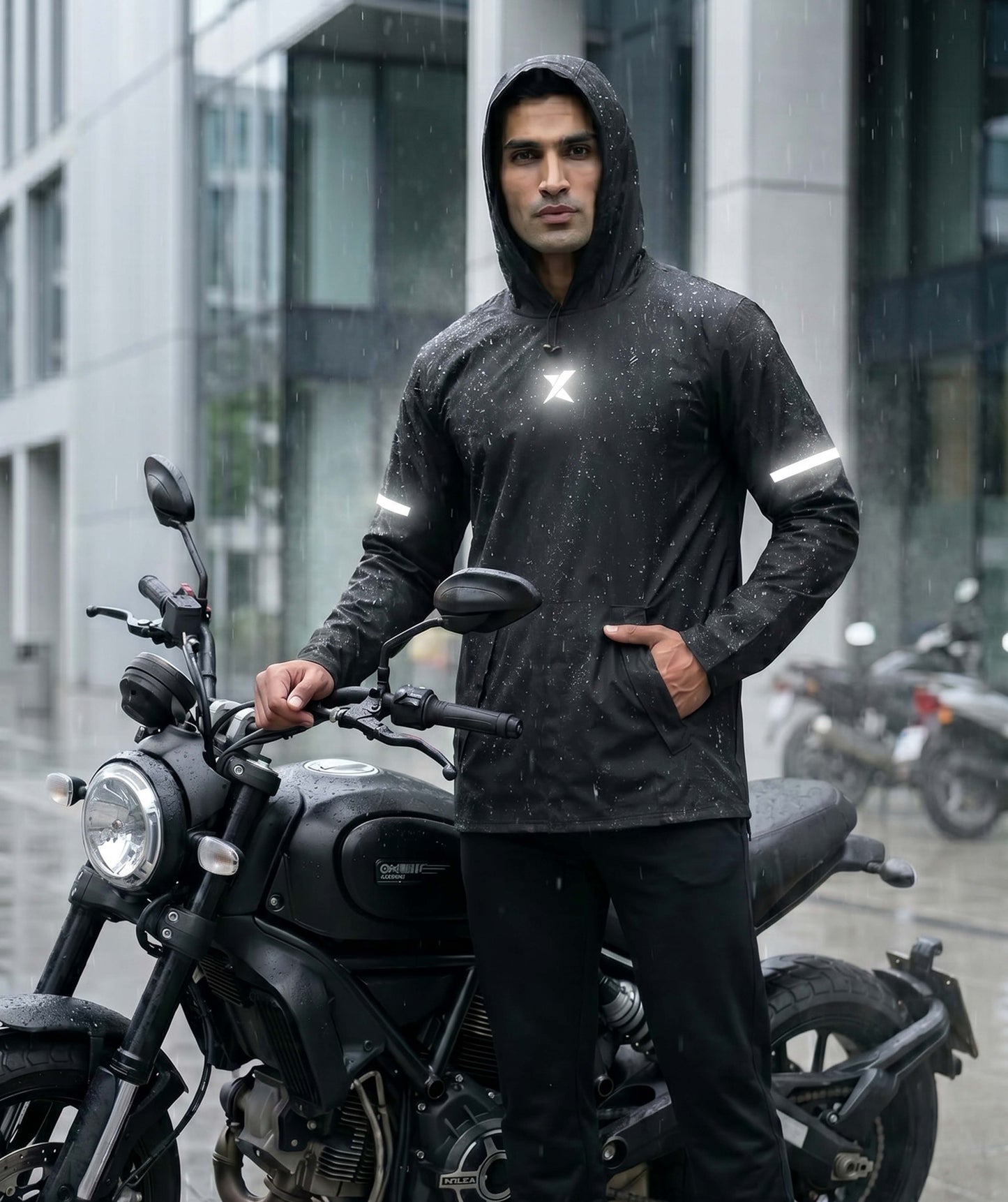 Phantom Monsoon Rain Jacket- Storm Black(with rainproof phone pockets)