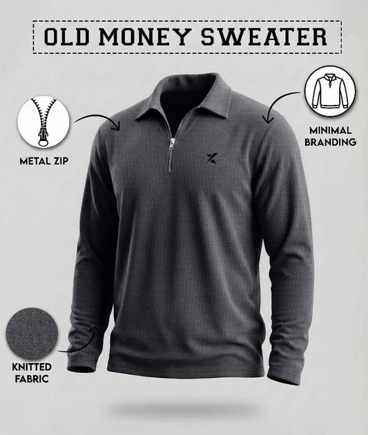 Old Money Oversized Knitted Sweater: Grey