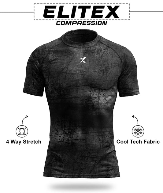 Elitex GymX Compression Tee: Forest Grey