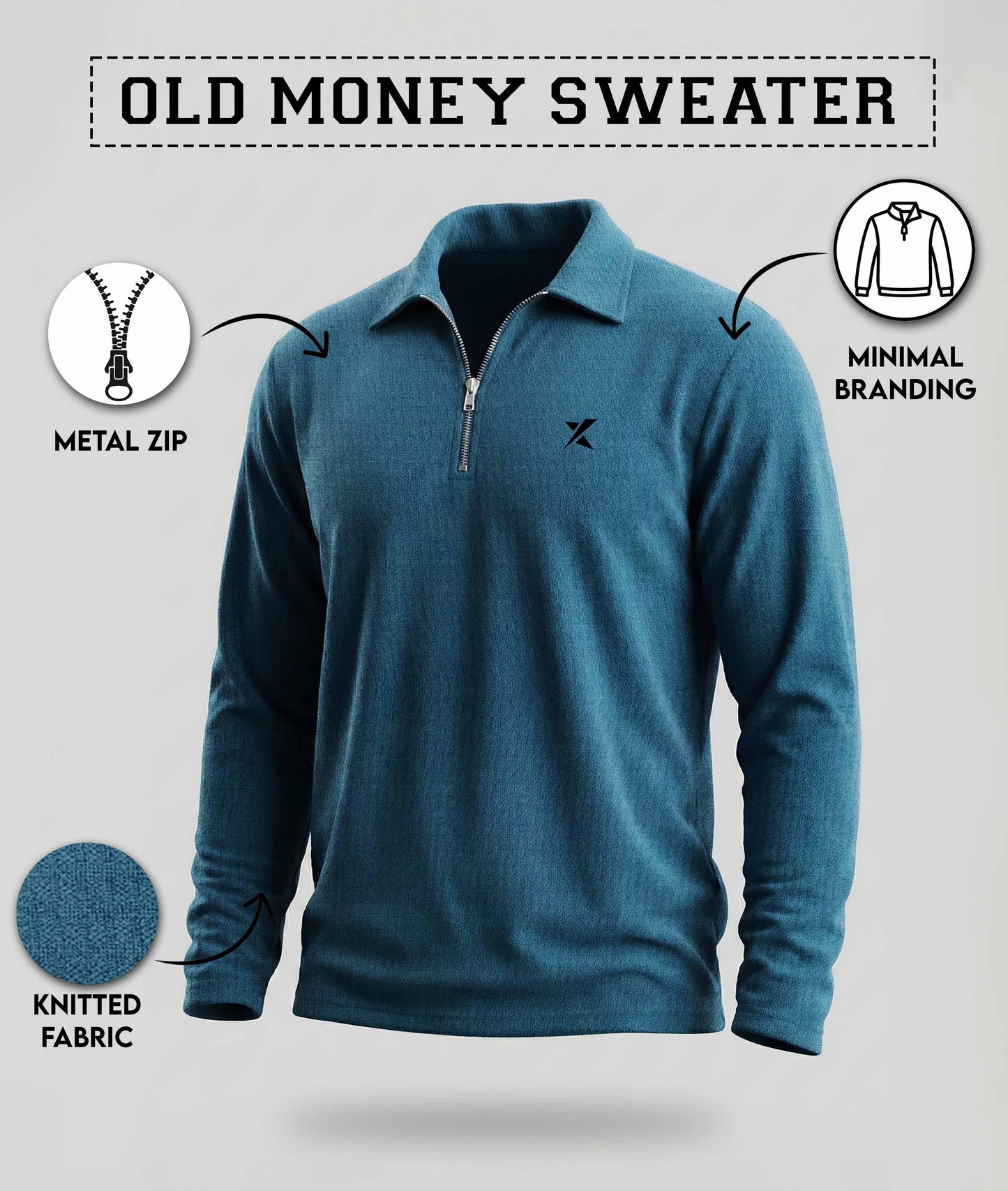 Old Money Oversized Knitted Sweater: Italy Blue