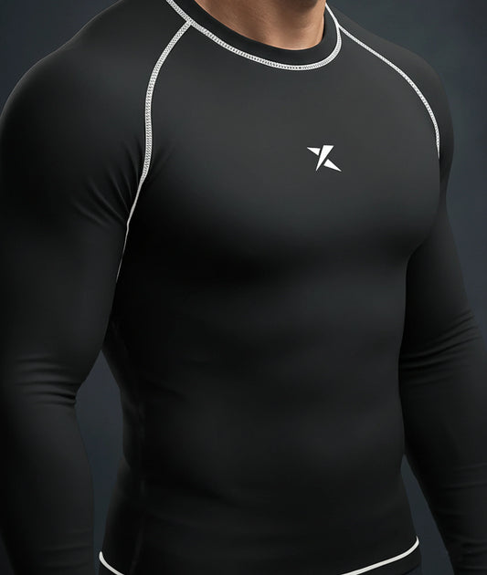 Apex Compression Full Sleeve Tee: Black (Nylon)