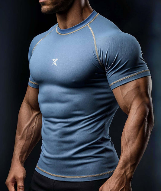 Apex Compression Half Sleeve Tee: Glacier Blue (Nylon)