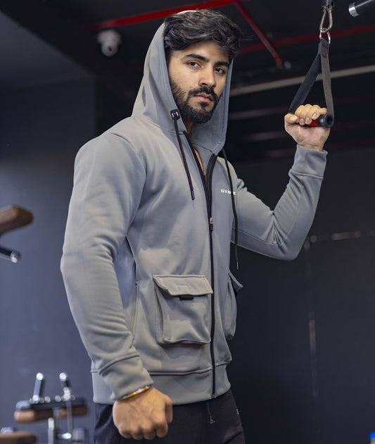 Ultimate Cargo Hoodie: Nardo Grey (4 Pockets) - GymX