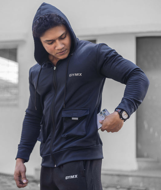 Ultimate Cargo Hoodie: Norway blue (4 Pockets) - GymX