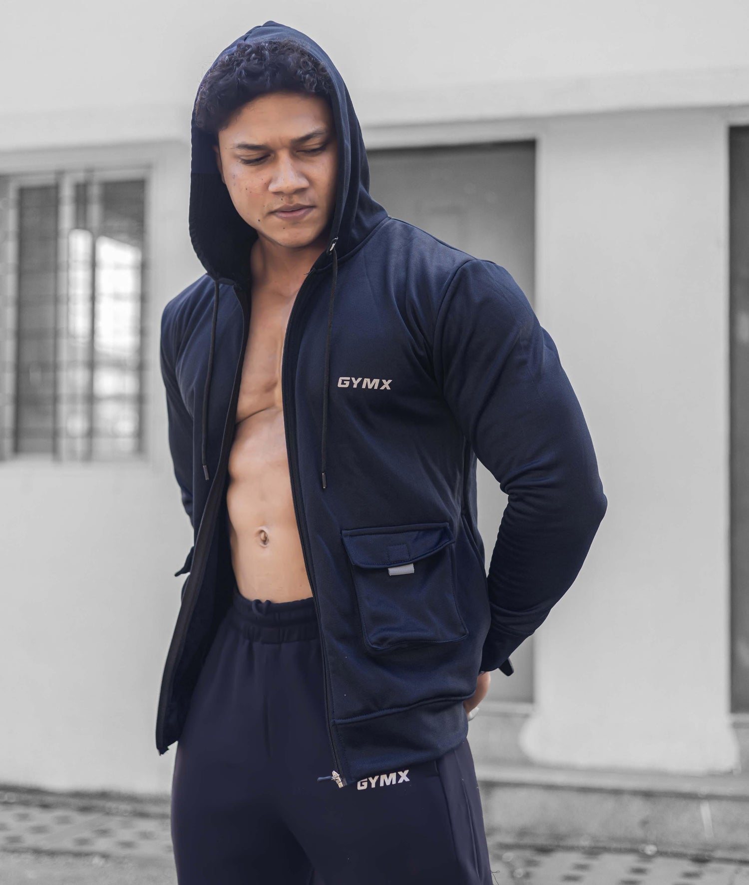 Ultimate Cargo Hoodie: Norway blue (4 Pockets) - GymX