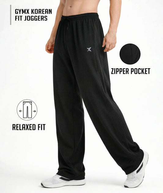 Korean Relaxed Fit GymX Joggers – Urban Black