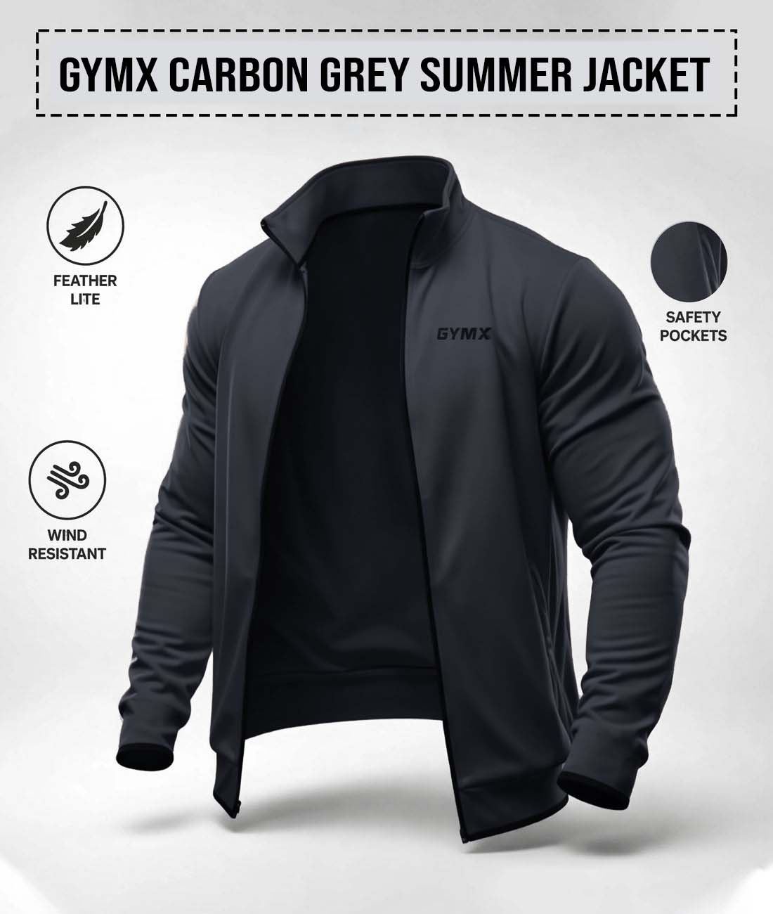 GymX Carbon Grey Summer Jacket