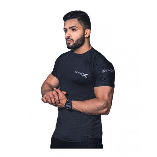 GymX Dri-Fit Men’s T Shirt Shield Back Print – Black