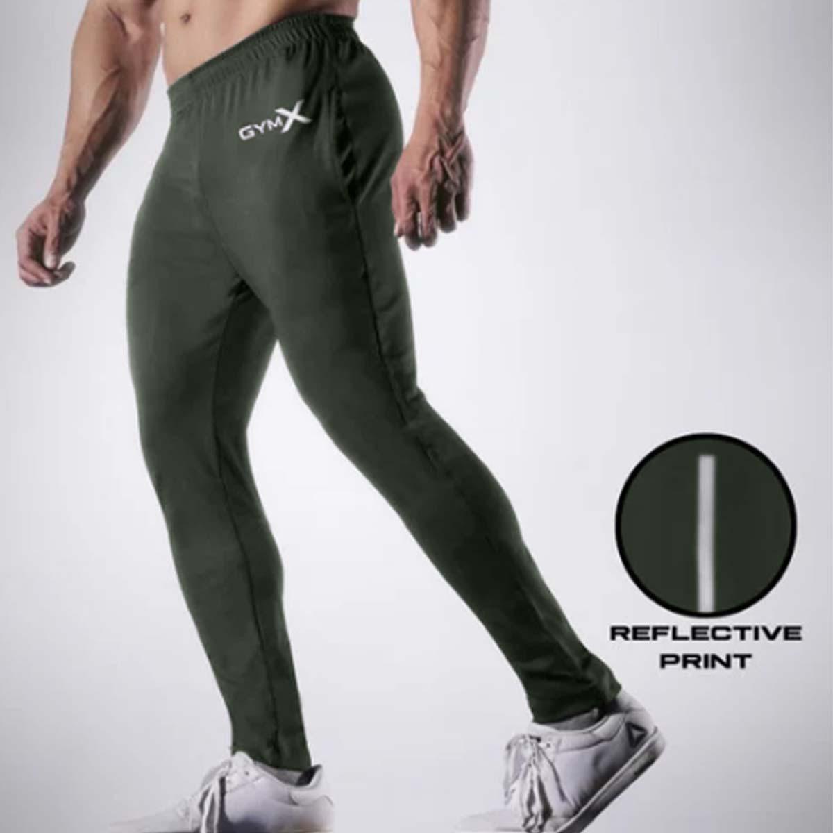 GymX Zurik Olive Green Sweatpants (Reflective Print)- Sale