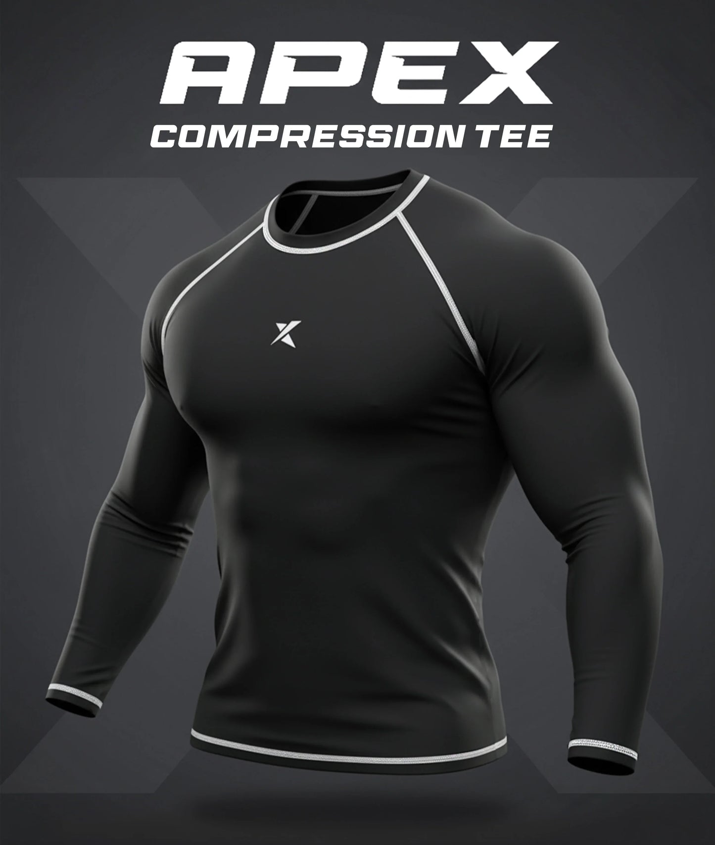 Apex Compression Full Sleeve Tee: Black (Nylon)