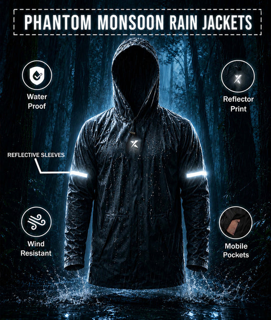 Phantom Monsoon Rain Jacket- Storm Black(with rainproof phone pockets)