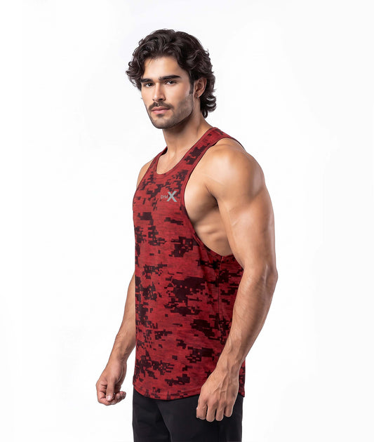 Red Pixel Camo Tank- Deep Arm Hole - Final Sale