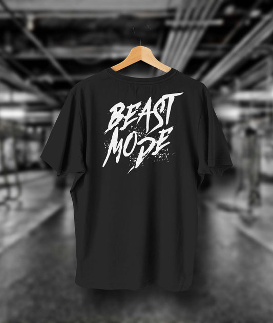 Oversized GymX Black Tee: Beast Mode