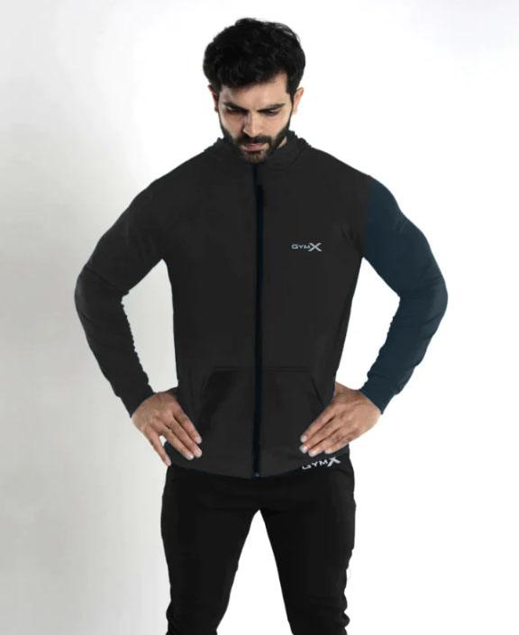 Gymx black hoodie with blue sleeve - Sale - GymX