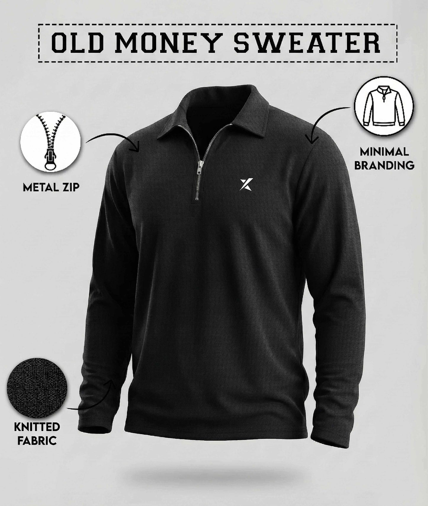 Old Money Oversized Knitted Sweater: Knight Black