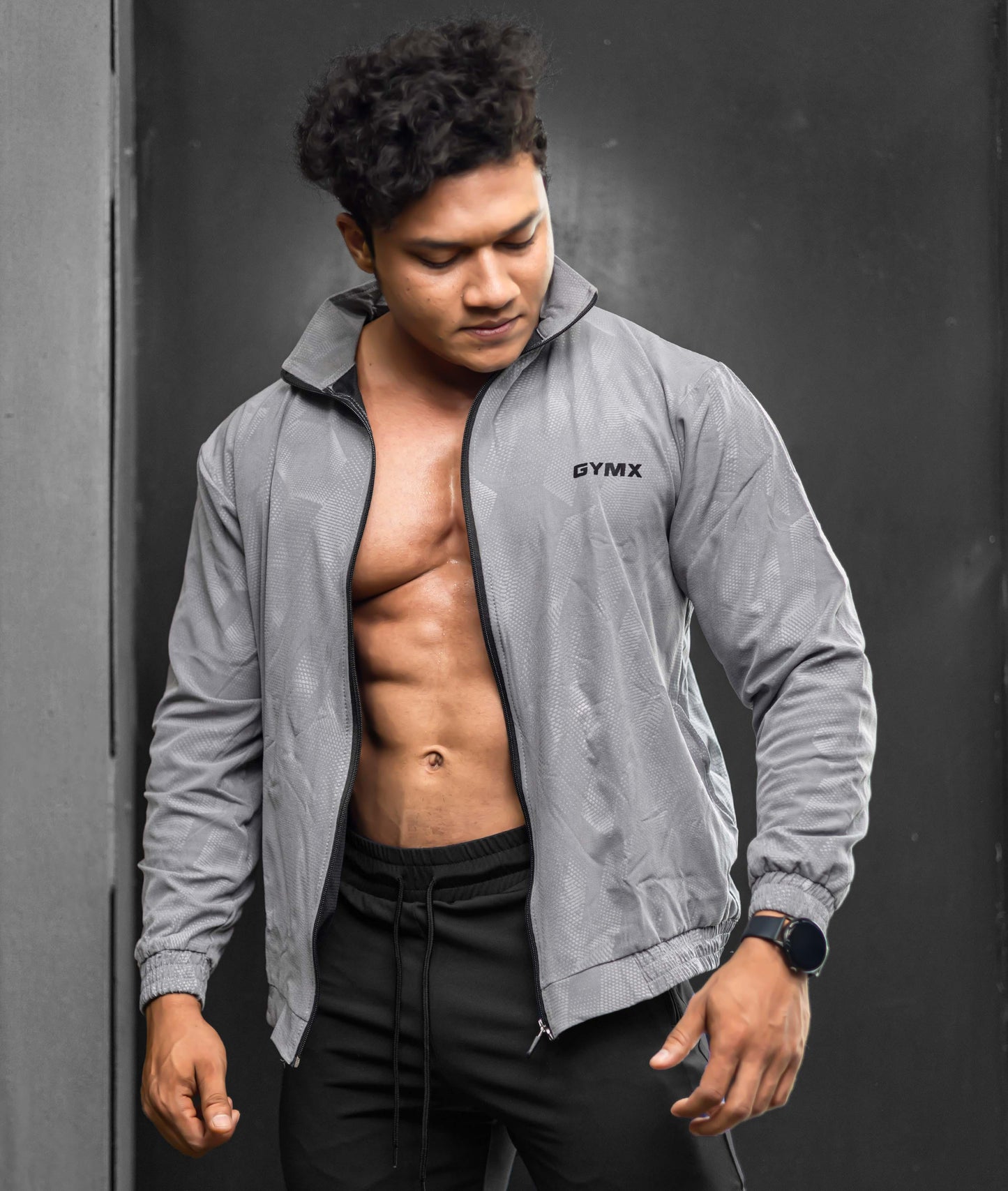 Berlin Camo Windcheater: Grey - GymX