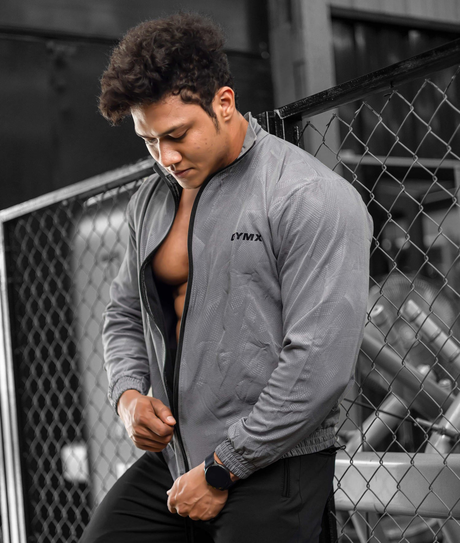 Berlin Camo Windcheater: Grey - GymX
