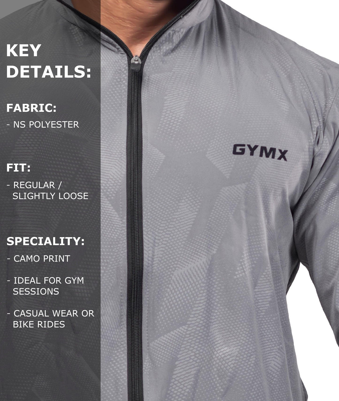 Berlin Camo Windcheater: Grey - GymX